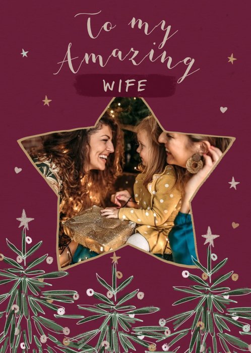 Star Illustration Photo Upload Amazing Wife Christmas Card