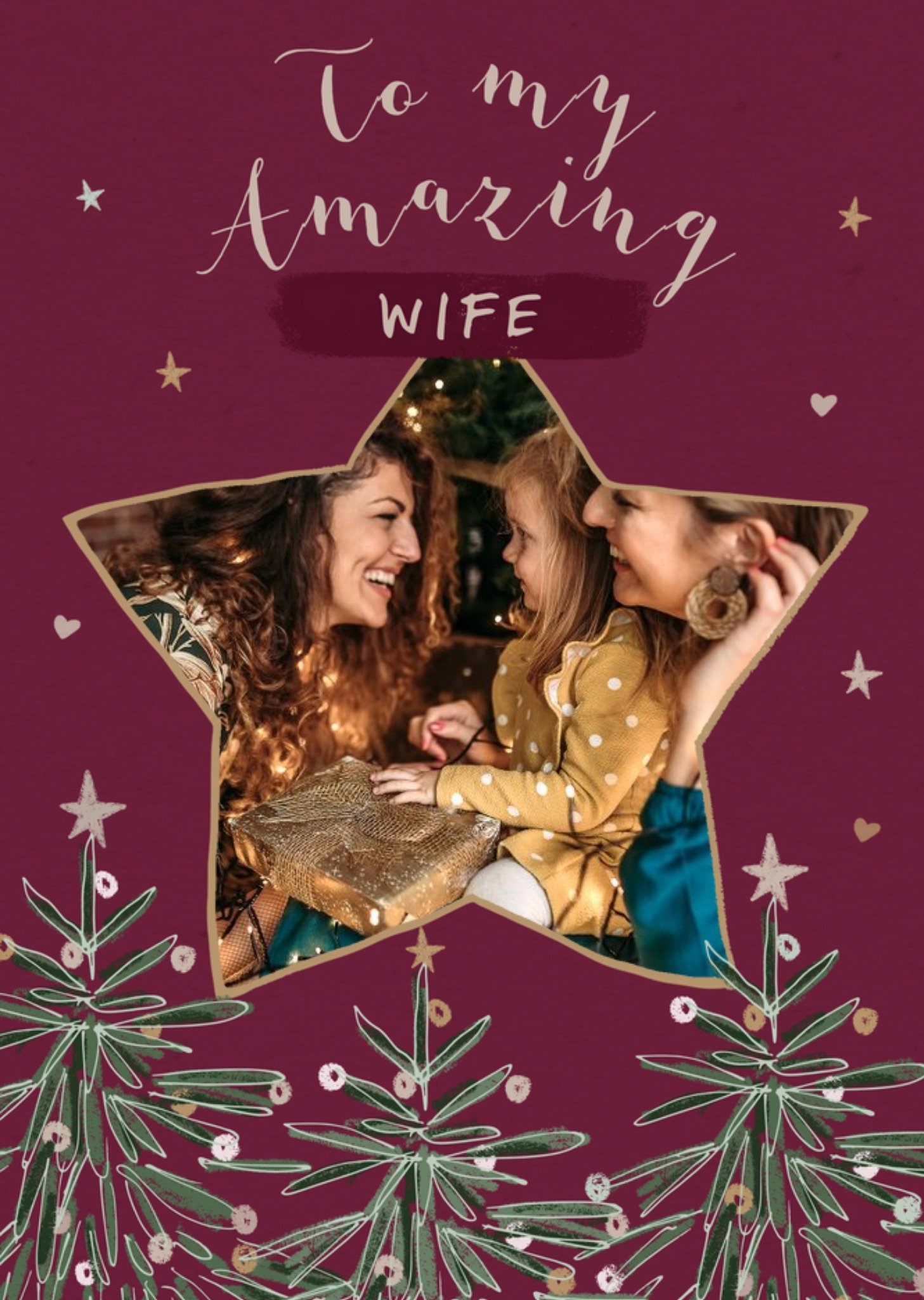 Moonpig Star Illustration Photo Upload Amazing Wife Christmas Card Ecard