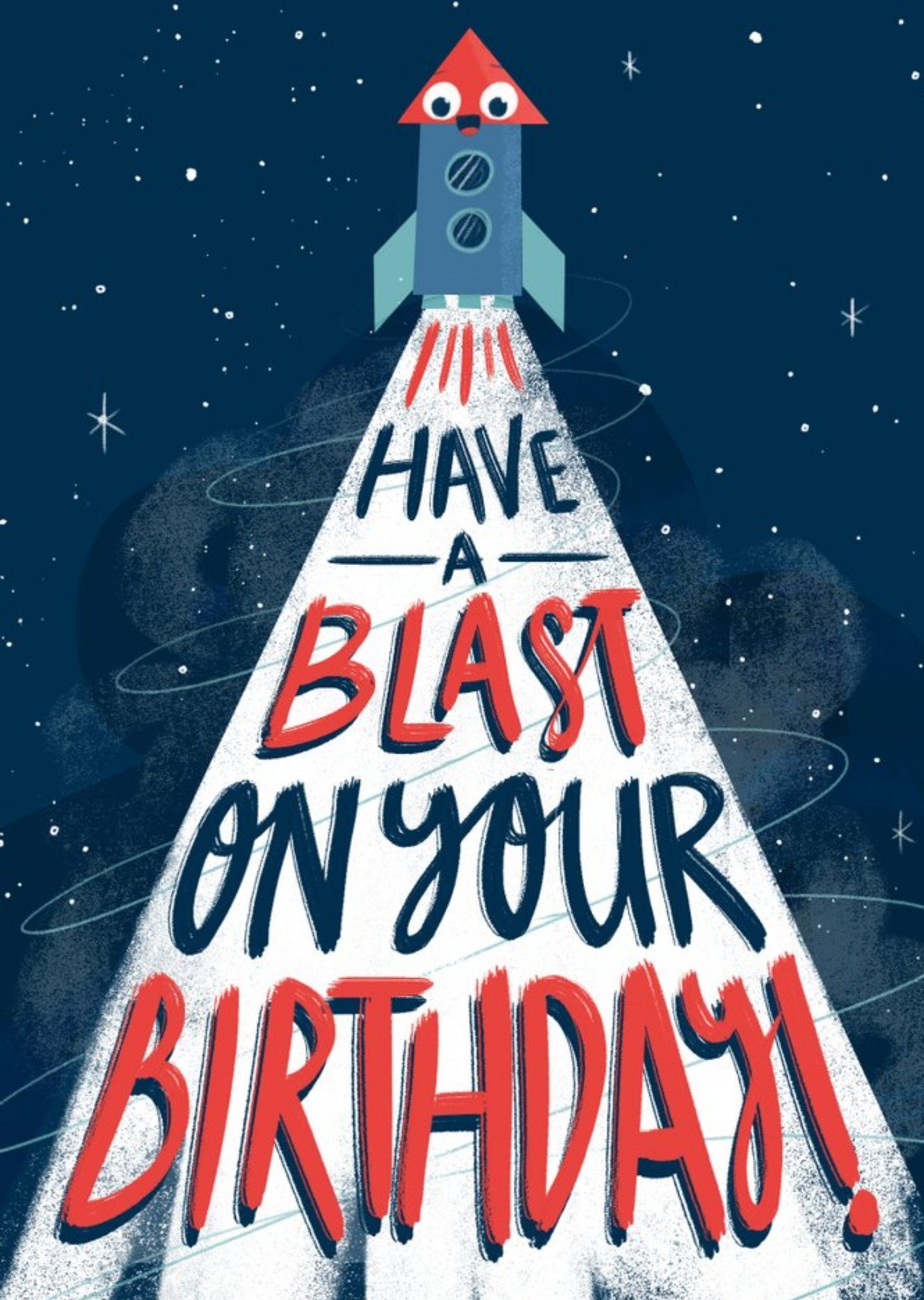 Moonpig Rocket Illustration Have A Blast On Your Birthday Card, Large