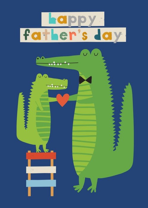 Bright Colourful Crocodiles Illustration Happy Father's Day Card