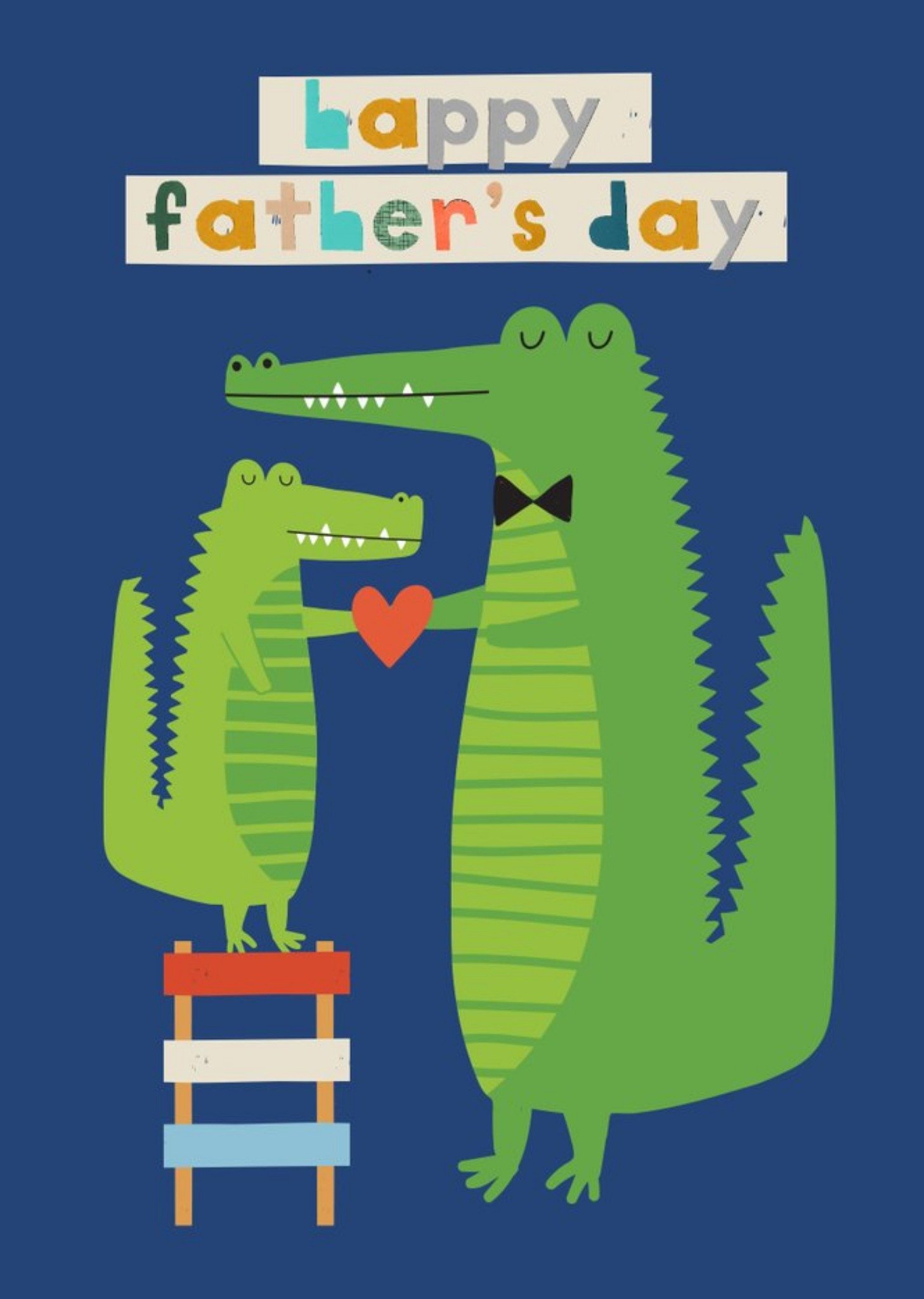 Bright Colourful Crocodiles Illustration Happy Father's Day Card Ecard