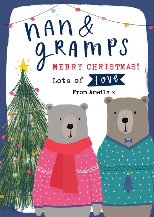 Cute Bears Nan And Gramps Christmas Card
