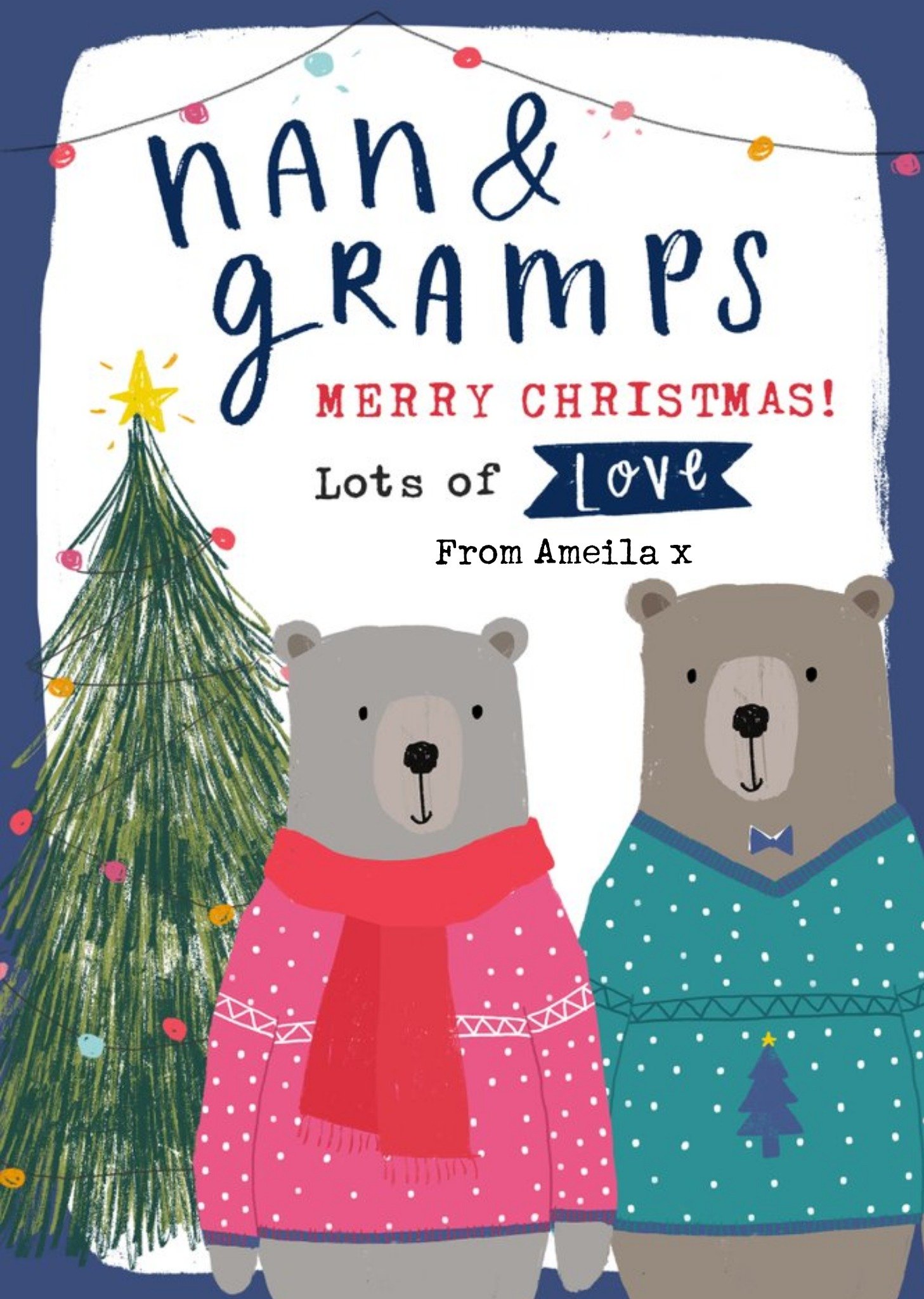 Moonpig Cute Bears Nan And Gramps Christmas Card, Large