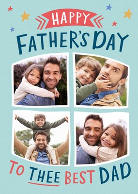 Window Photo Frames With Fun Typography On A Blue Background Father's Day Photo Upload Card