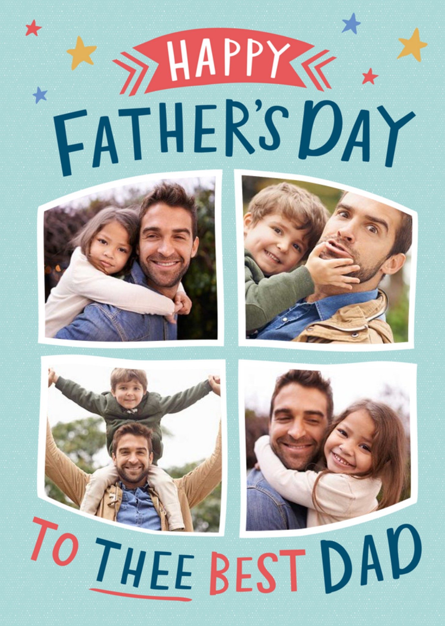 Window Photo Frames With Fun Typography On A Blue Background Father's Day Photo Upload Card Ecard