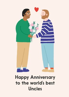 Illustration Of A Couple Sharing Flowers World's Best Uncles Anniversary Card
