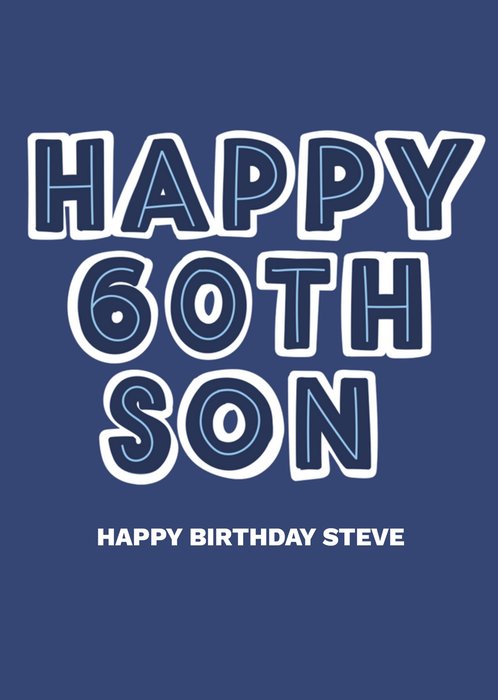 Typographic Outline Lettering Happy 60th Son Birthday Card
