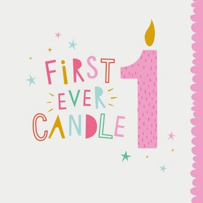 First Ever Candle Pink Card