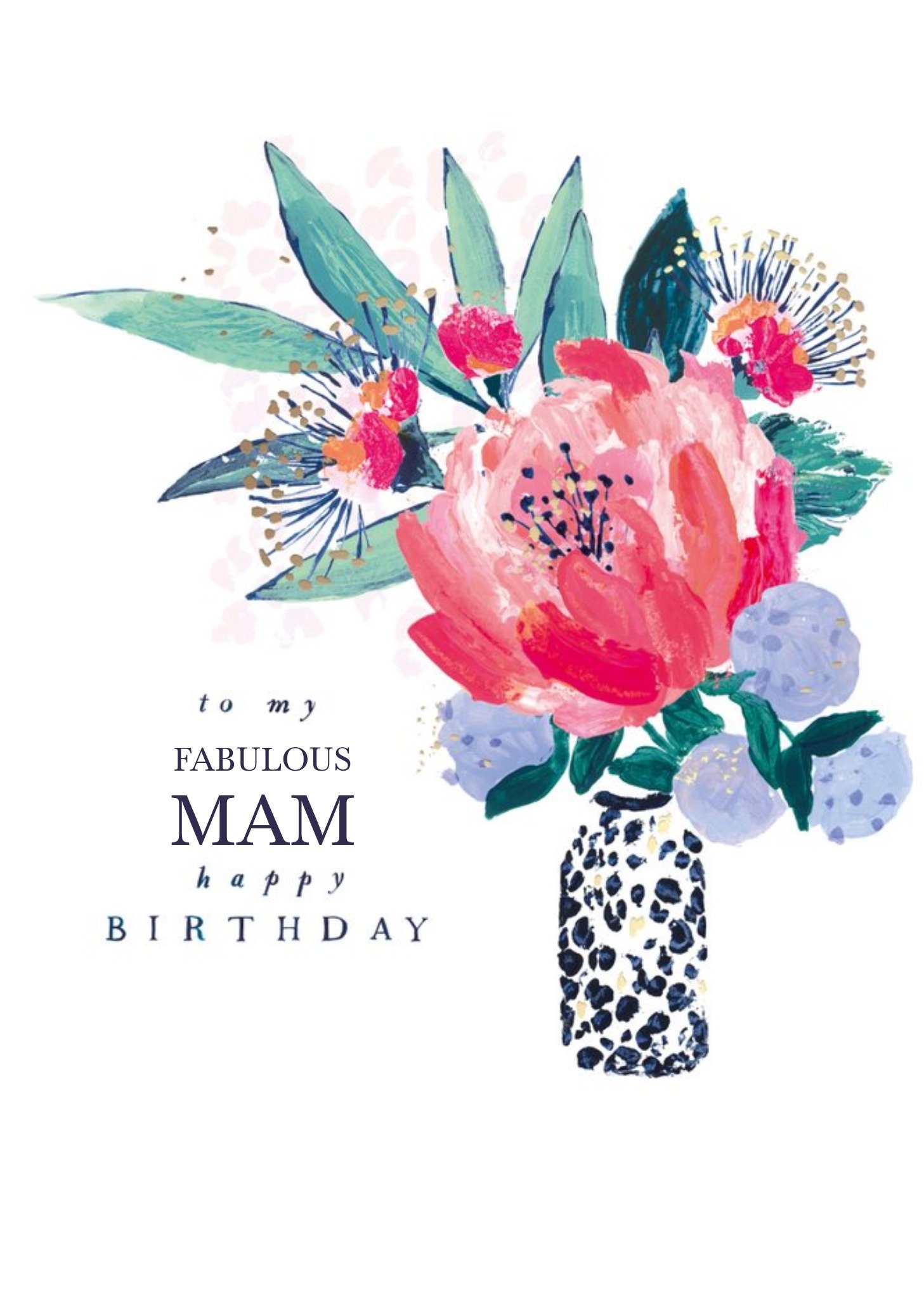 Hotchpotch Illustrated Watercolour Flowers Mam Birthday Card Ecard