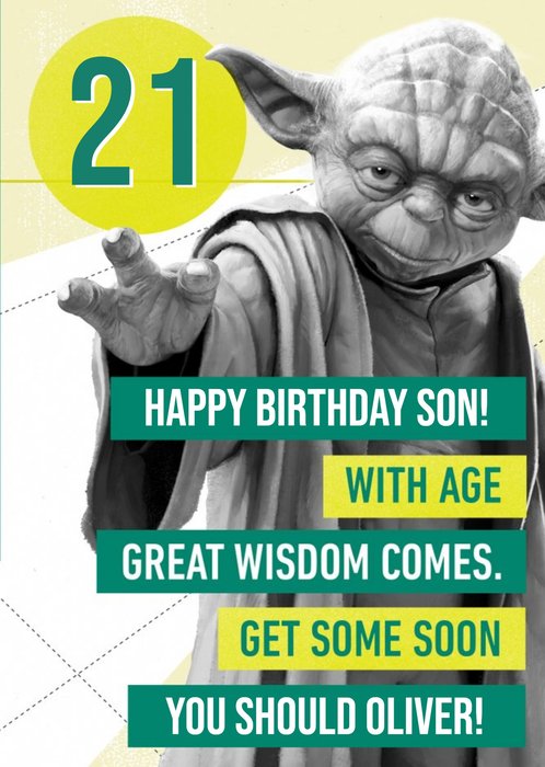 Disney Star Wars Yoda 21st Birthday Card For Son