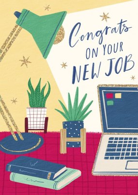 Dalia Clark Design Illustrated Work Desk New Job Congratulations Card