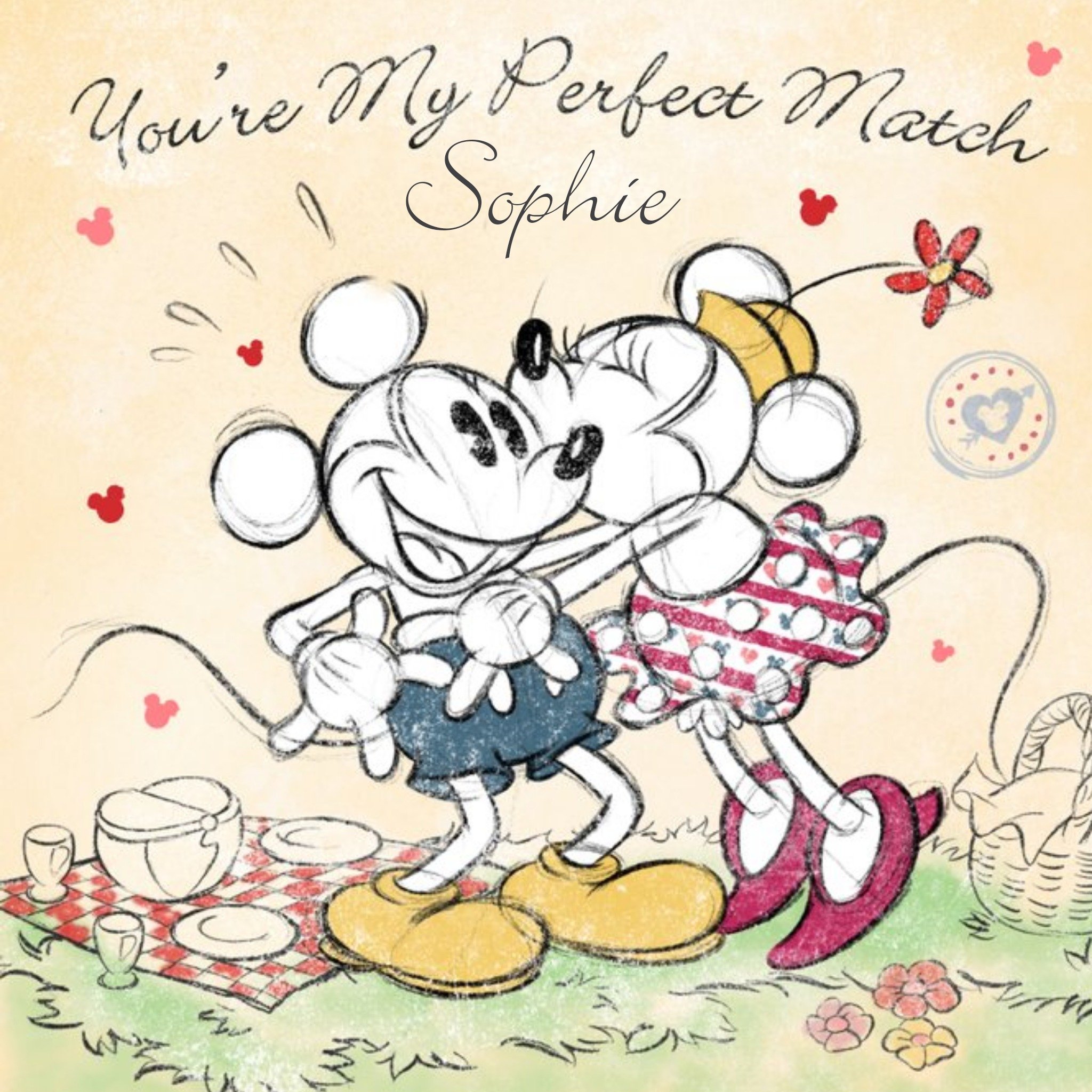 Disney Minnie And Mickey Mouse Personalised Valentines Day Card, Square