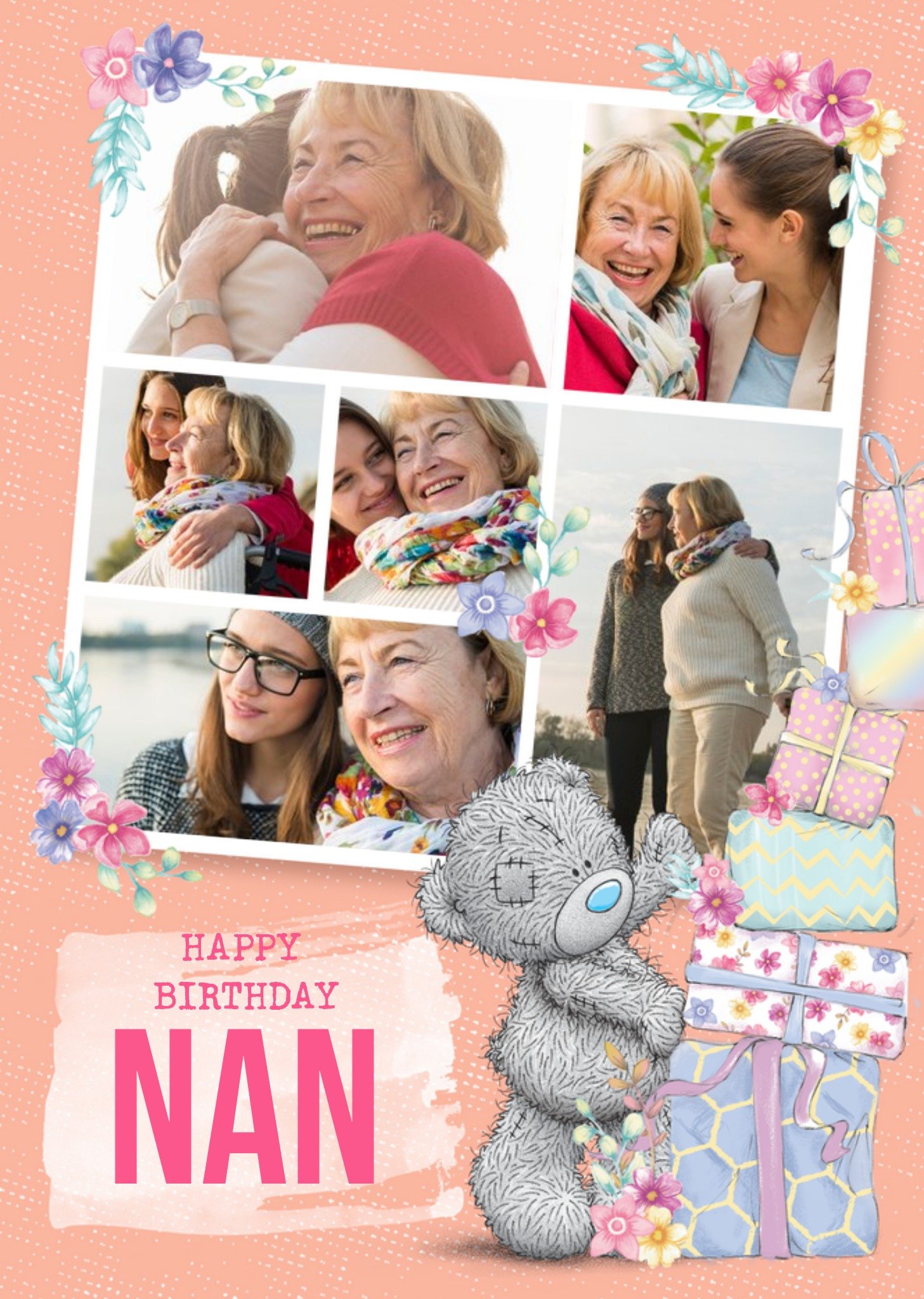 Me To You Cute Tatty Teddy Birthday Card - Nan - Photo Upload, Large