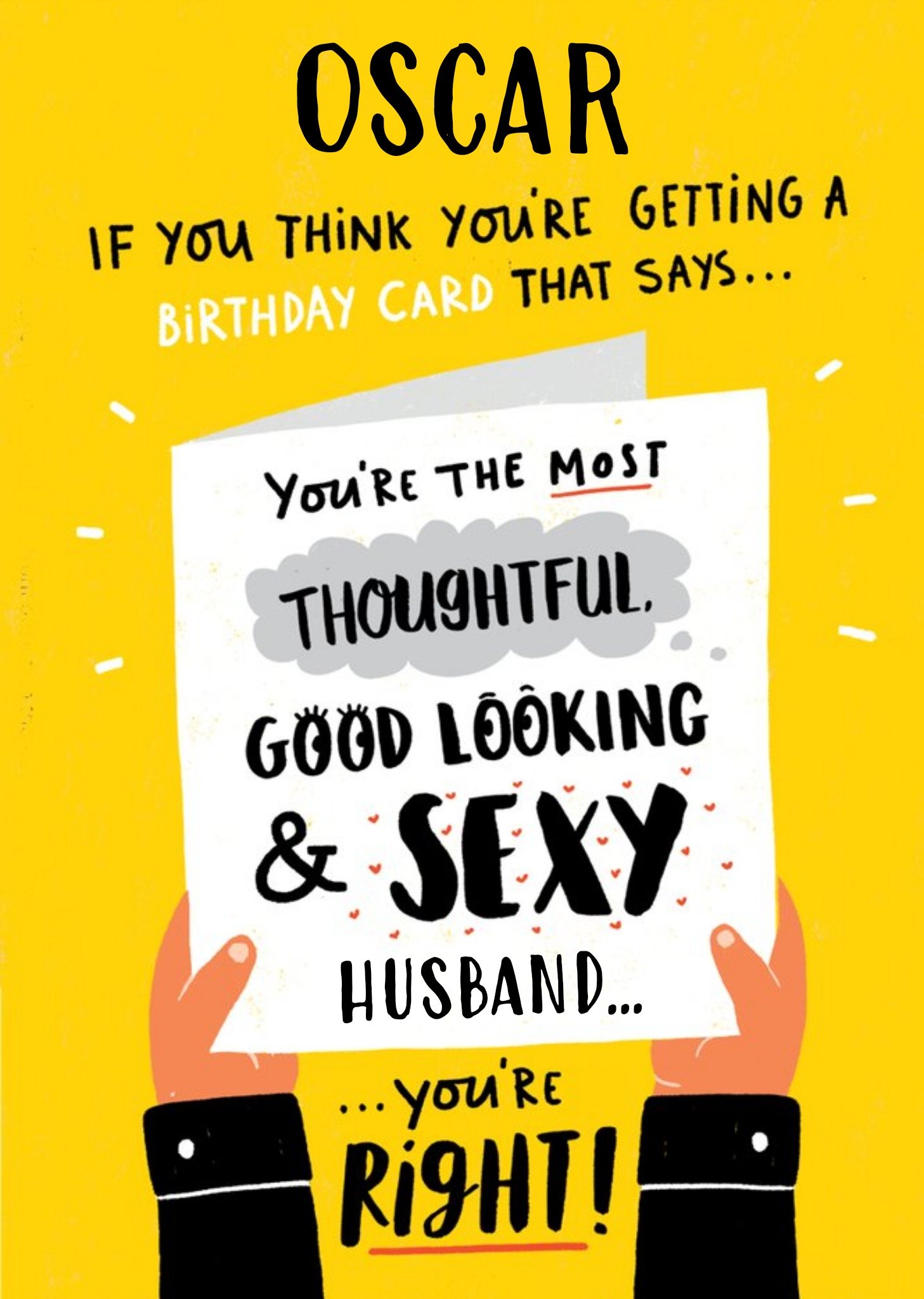 Moonpig Funny Thoughtful Good Looking Sexy Husband Birthday Card, Large