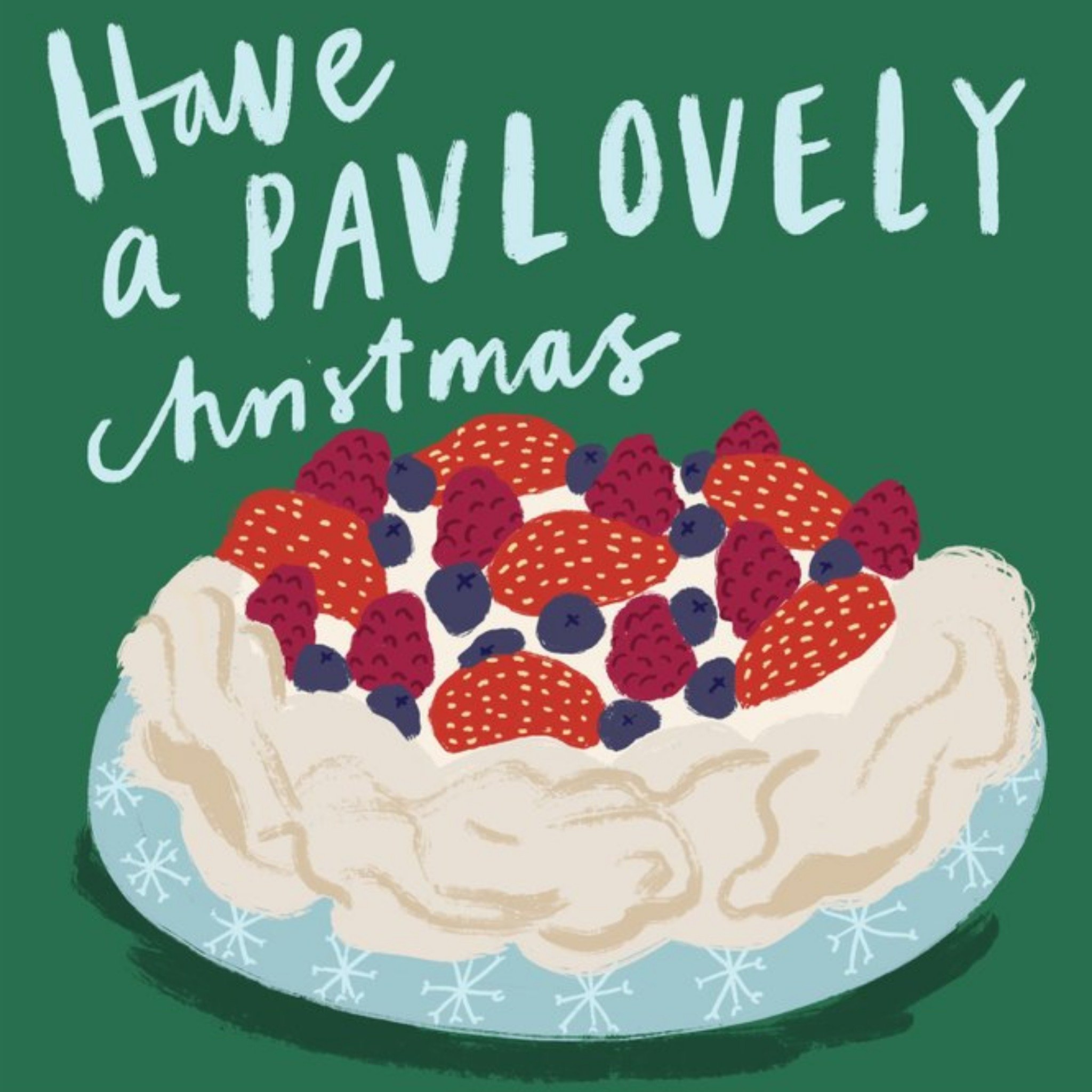 Illustration Of A Pavlova Desert On A Green Background Christmas Card, Square