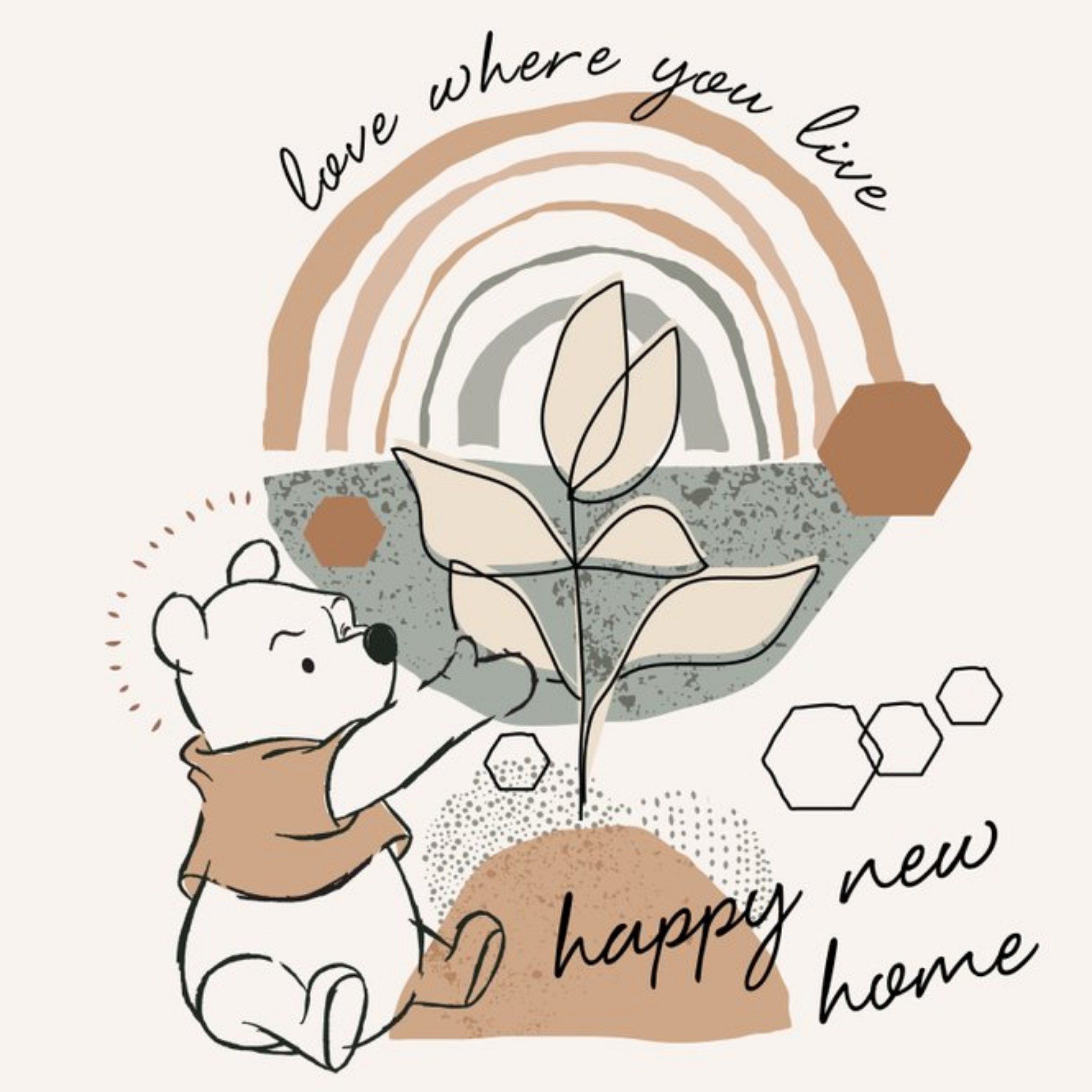 Disney Winnie The Pooh And Piglet Abstract Illustration New Home Card, Large