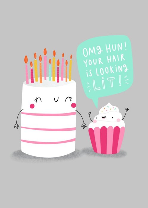 Jess Moorhouse Funny Illustrated Cake Looking Lit Birthday Card