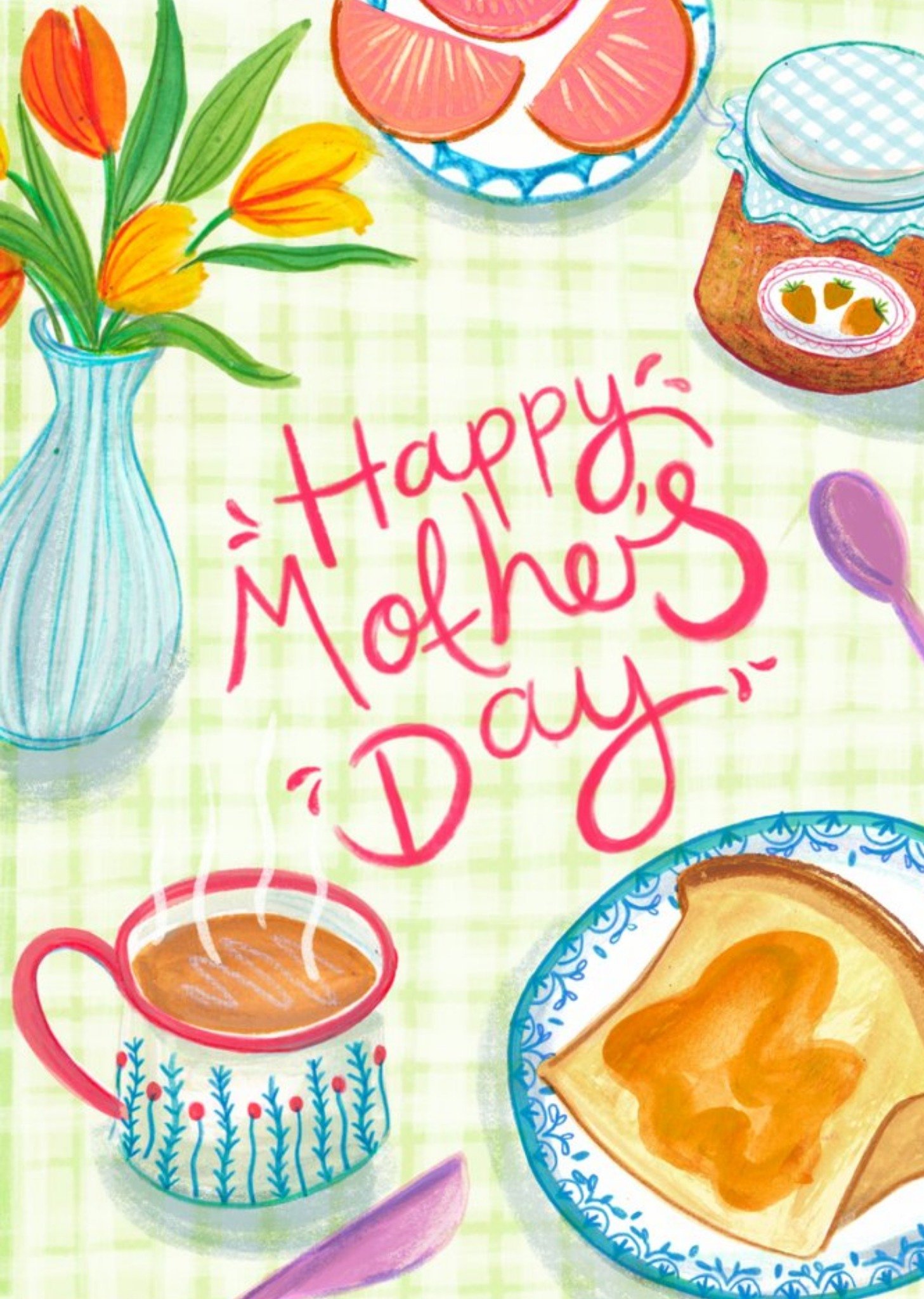 Breakfast Illustration Happy Mother's Day Card Ecard