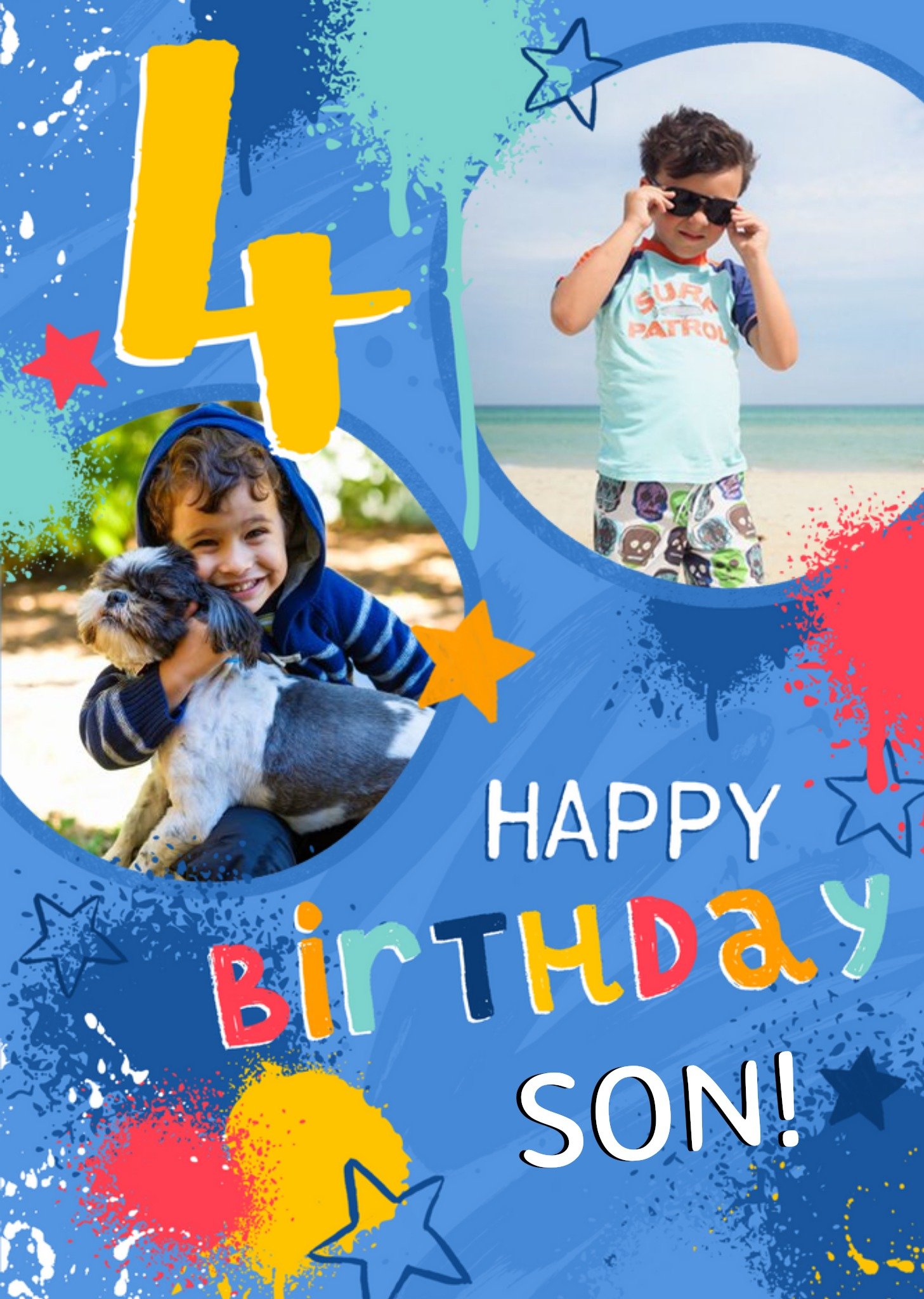 Moonpig Studio Sundae 4 Today Happy Birthday Son Birthday Photo Upload Card, Large