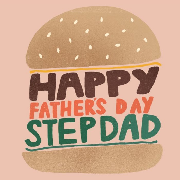 Illustrated Burger Typographic Step Dad Father's Day Card