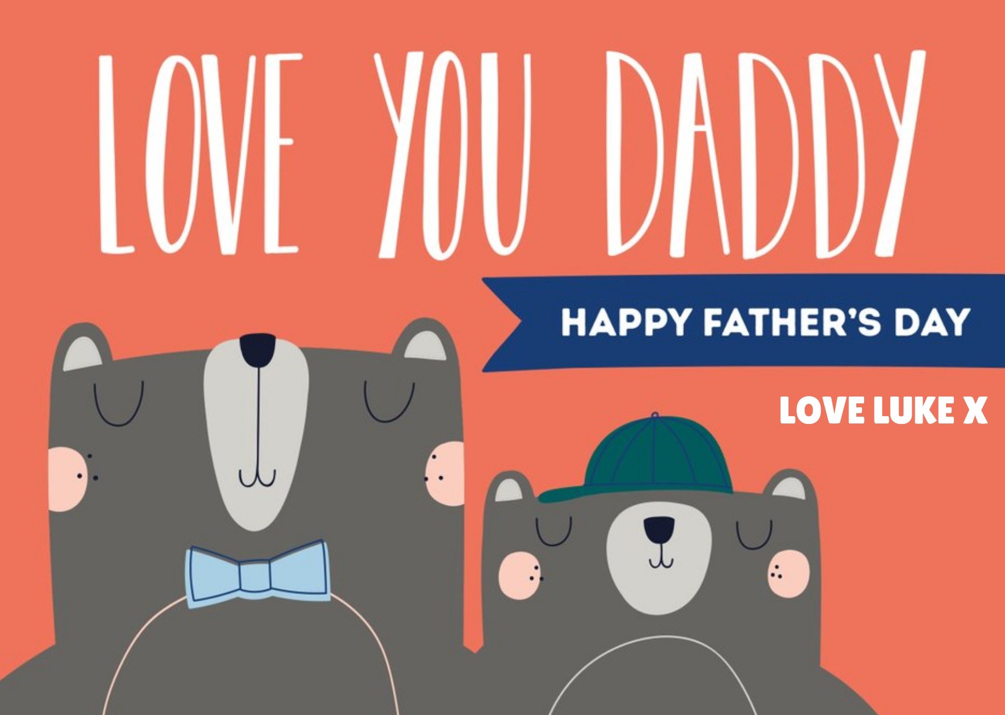 Cute Bears Love You Daddy Happy Father's Day Card Ecard