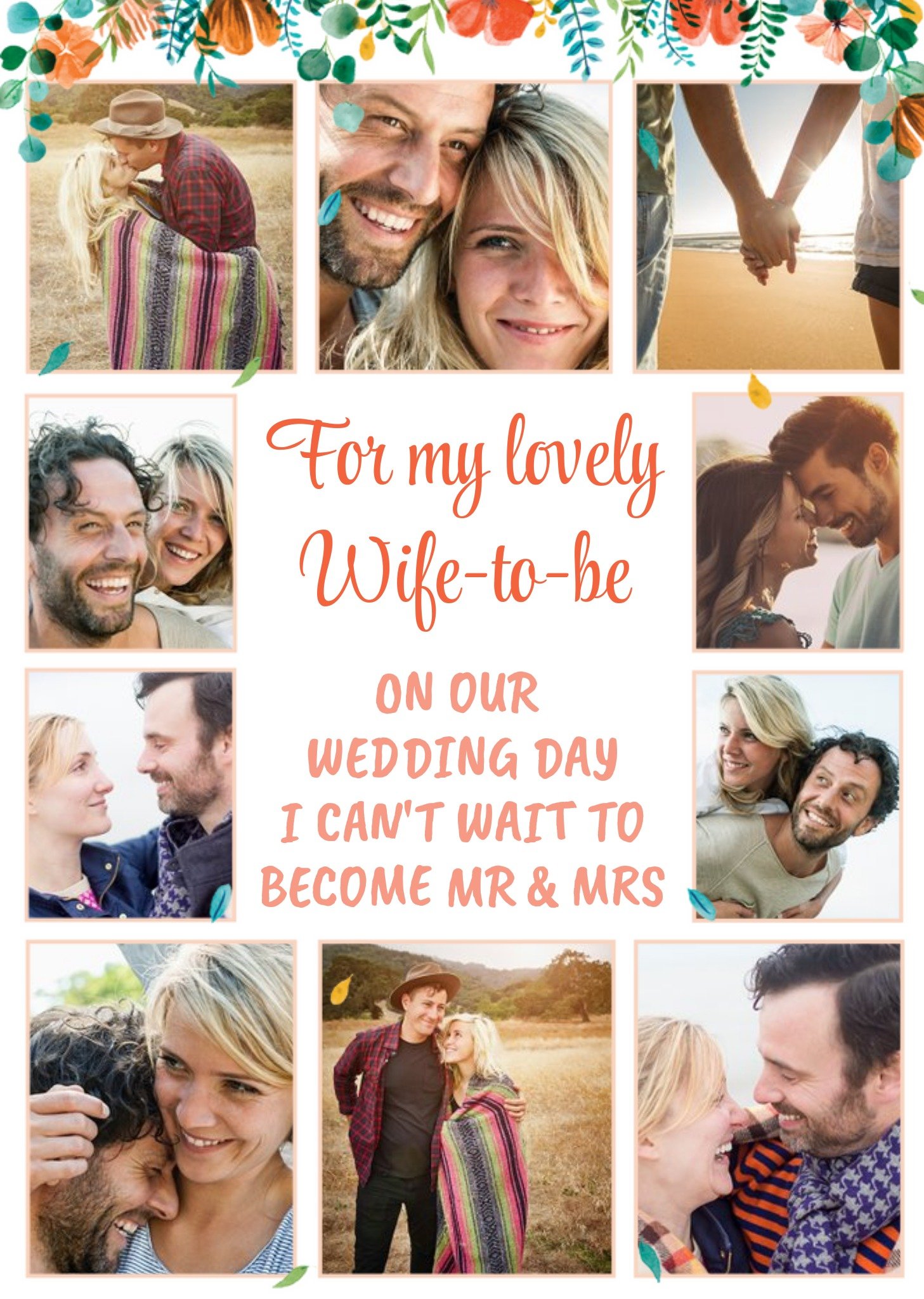 Wedding Card - For My Lovely Wife-To-Be - Special Day - Modern Floral Photo Upload Wedding Card Ecard