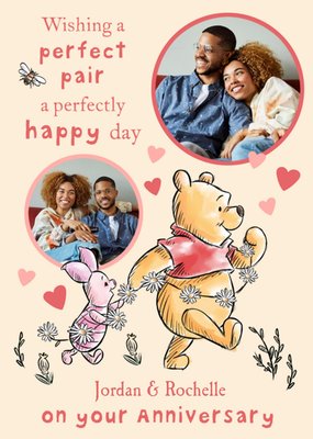 Winnie The Pooh Perfect Pair Photo Upload Anniversary Card