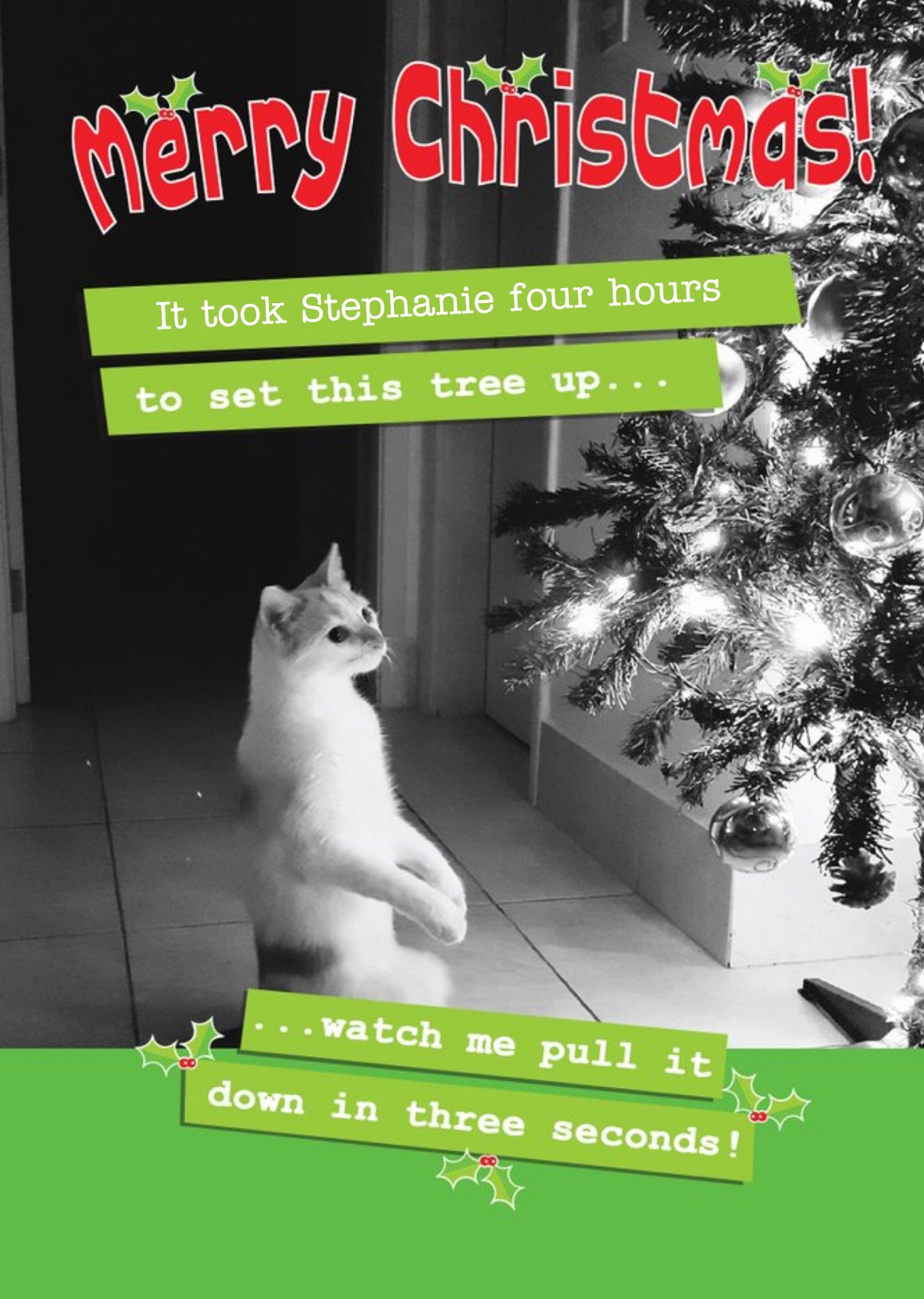 Moonpig Pull Down The Christmas Tree Personalised Card Ecard
