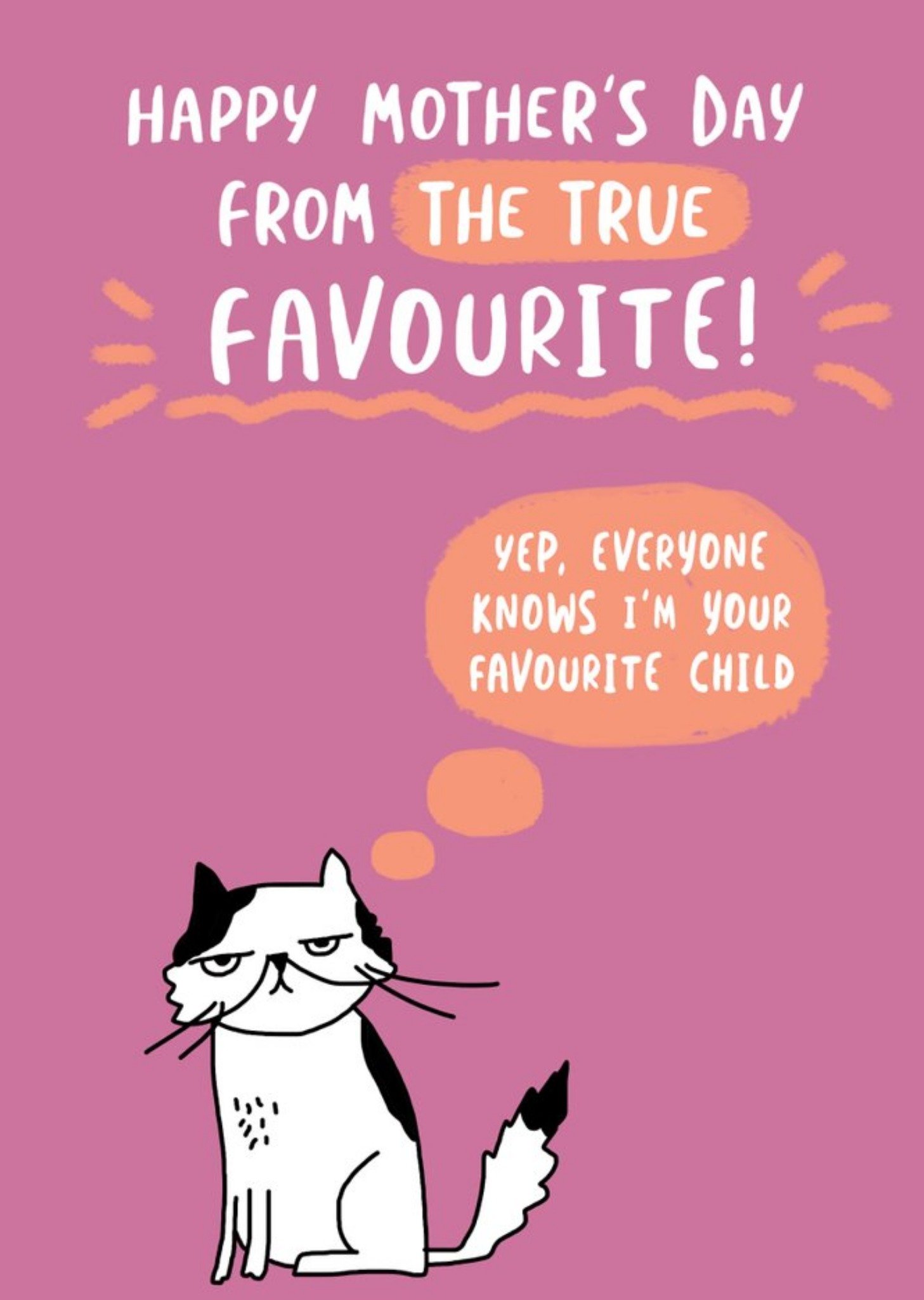 Moonpig Funny From The True Favourite Child Cat Mother's Day Card Ecard