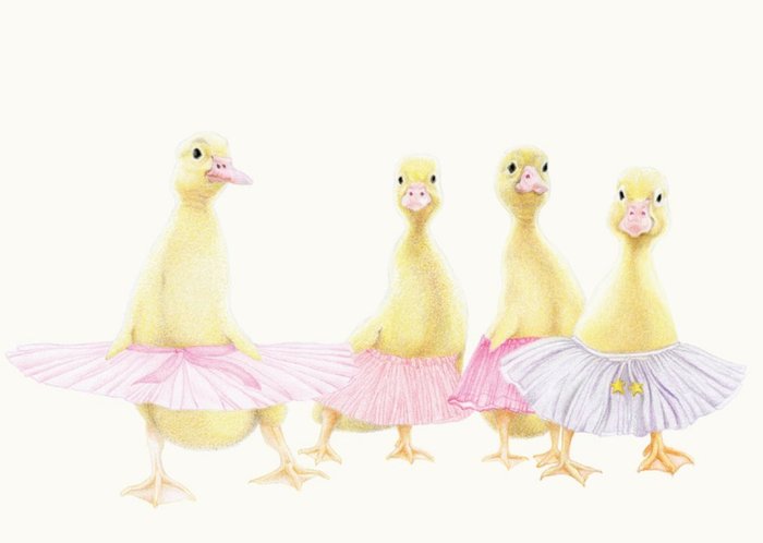 Hand Drawn Ballerina Ducklings Cute Card