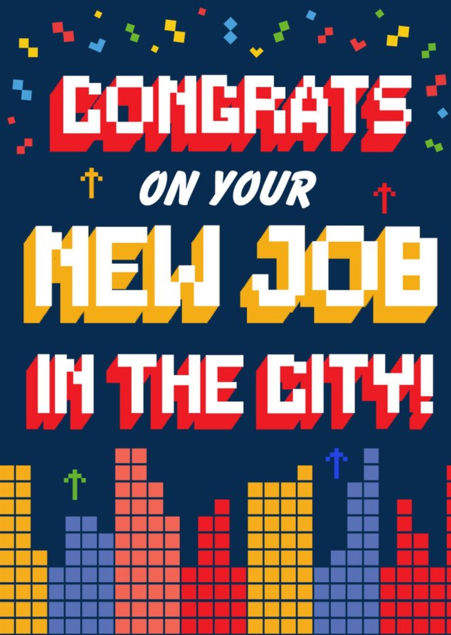 Moonpig Pixel Gaming Congrats On The New Job In The City Card, Large