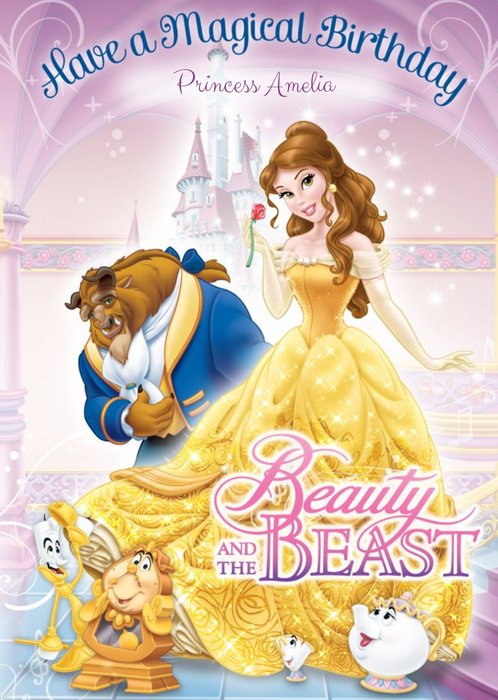 Disney Beauty And The Beast Magical Personalised Happy Birthday Card