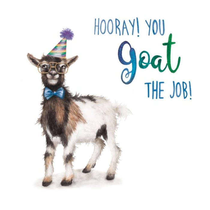 Hooray You Goat The Job Pun New Job Card