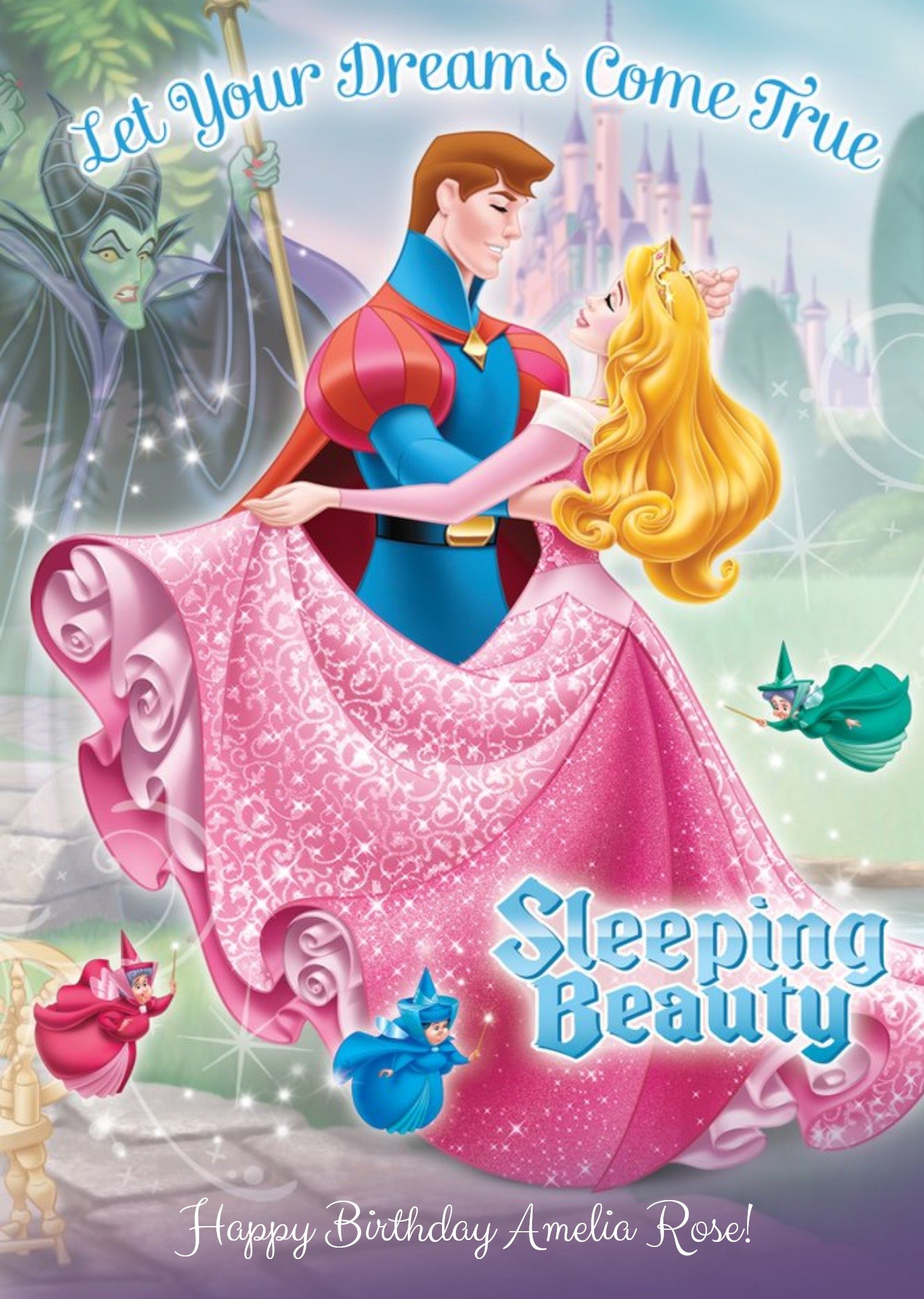 Disney Sleeping Beauty Hope Your Dreams Come True Personalised Birthday Card Ecard