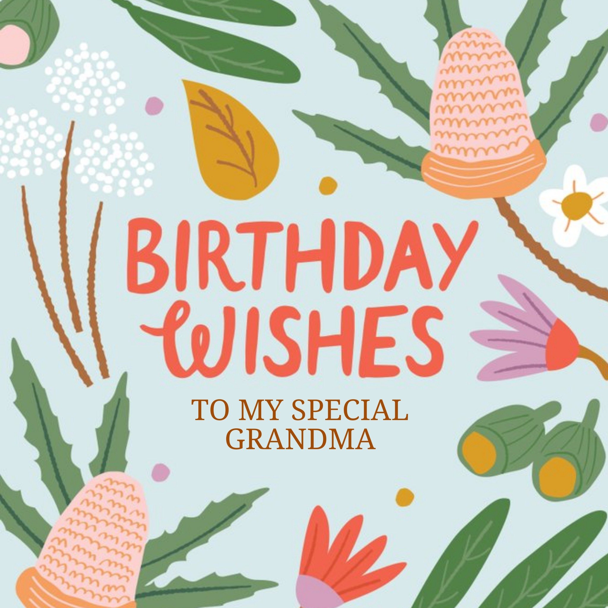 Beck Ng Floral Colourful Granny Birthday Card, Square