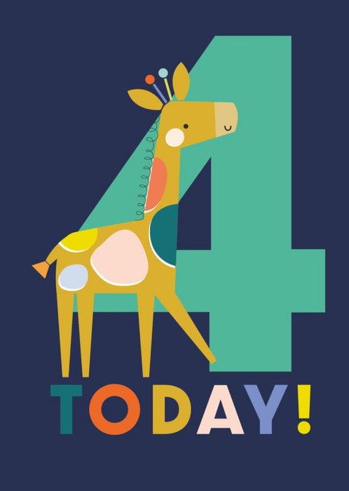 Cute Im Three Giraffe Birthday Card