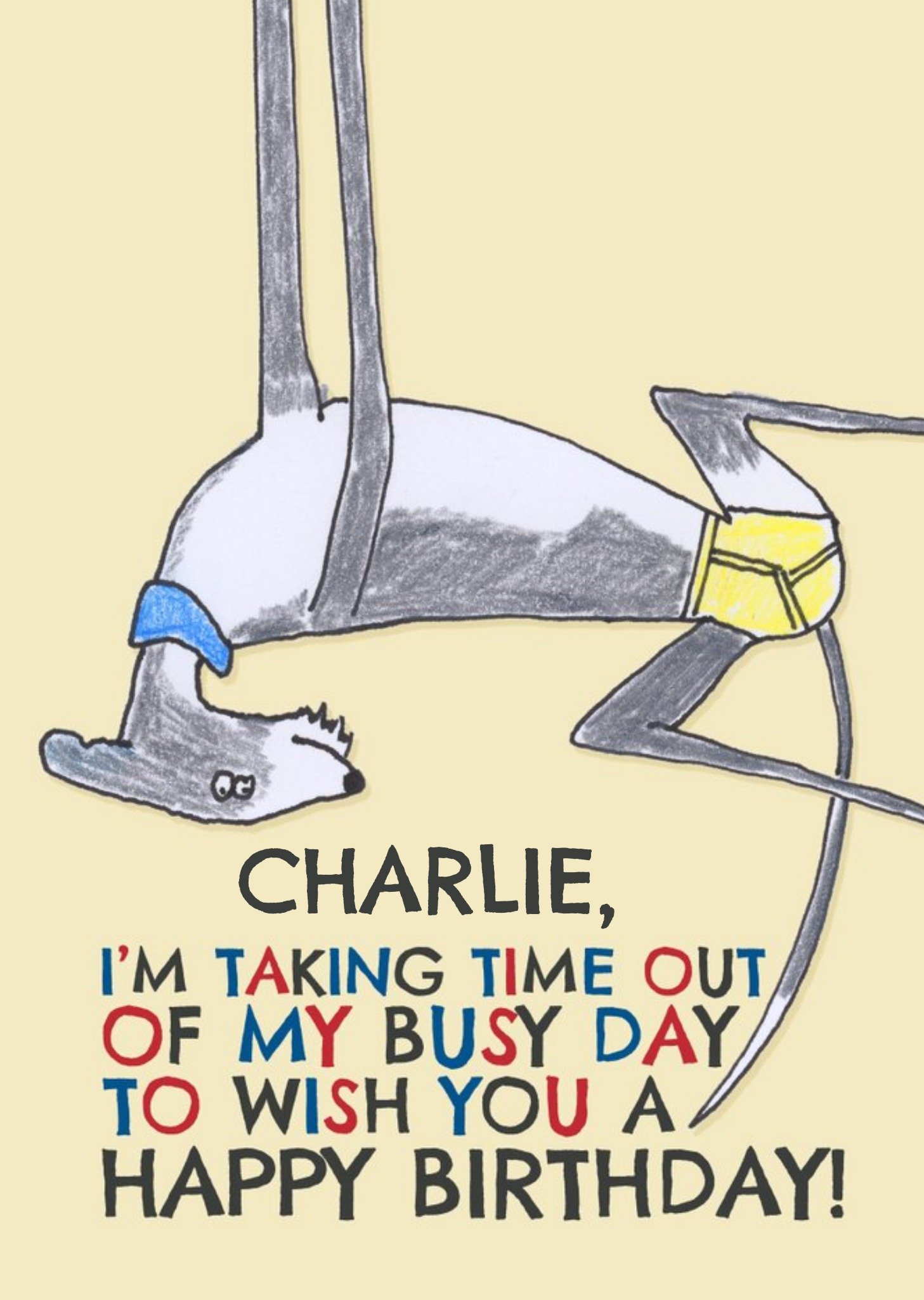 Hercule Van Wolfwinkle Quirky Illustration Of A Dog In Briefs Humorous Birthday Card Ecard