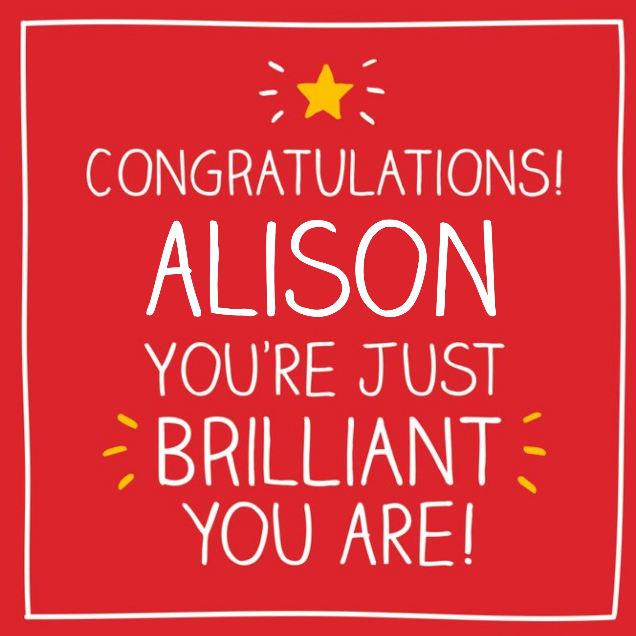Happy Jackson Red Personalised Congrats Card, Square