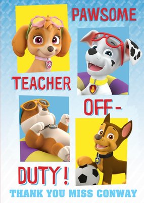 Paw Patrol Personalised Thank You Teacher Card