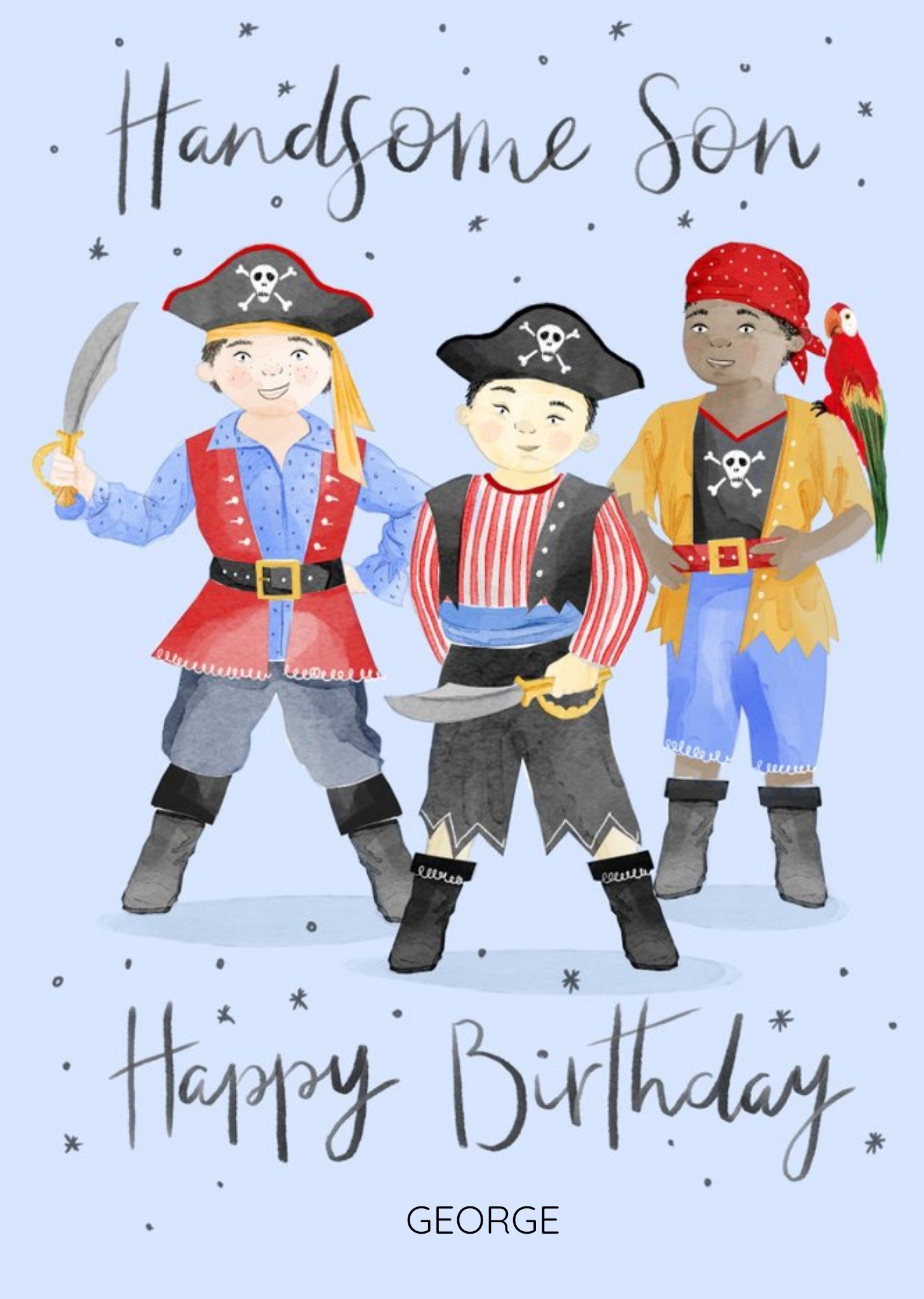 Okey Dokey Design Handsome Son Pirates Birthday Card Ecard