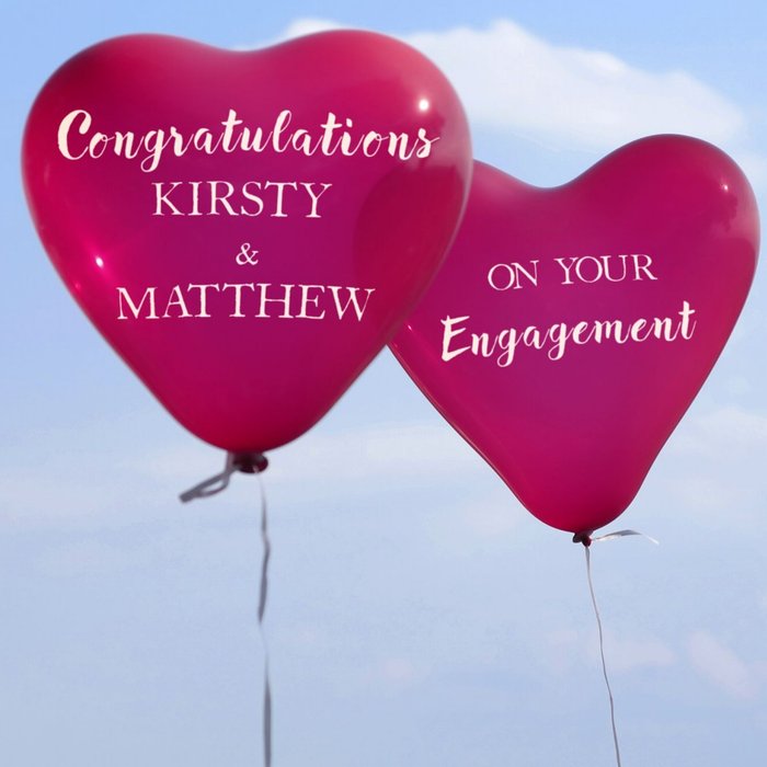 Heart Balloons Personalised Congratulations On Your Engagement