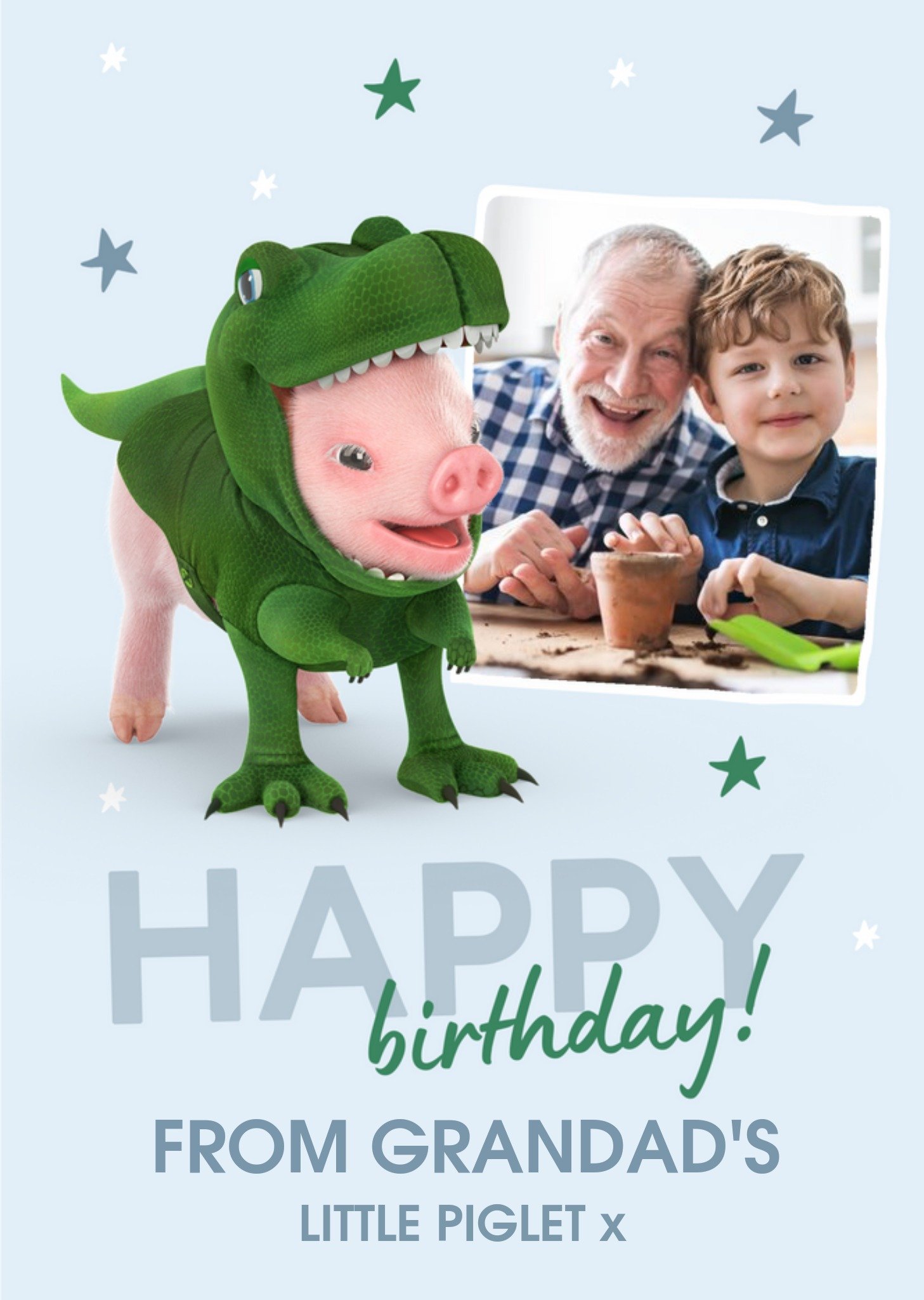 Moonpigs Dinosaur Pig From Grandad's Little Piglet Photo Upload Birthday Card Ecard