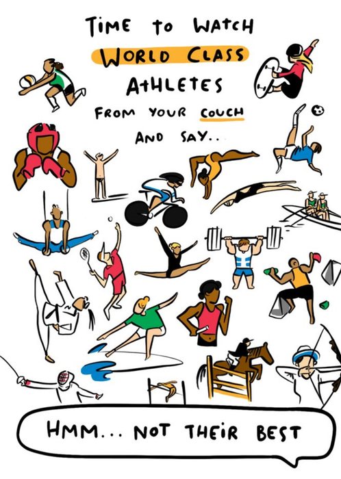 Funny Olympics Time To Watch World Class Athletes Birthday Card