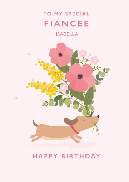 Klara Hawkins Cute Sausage Dog Special Fiancee Birthday Card