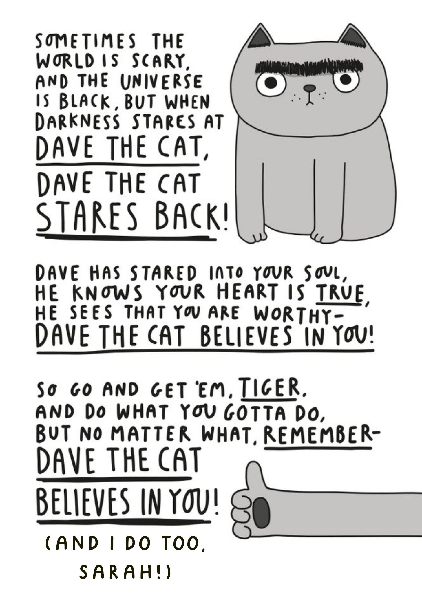 Moonpig Dave The Cat Card, Large
