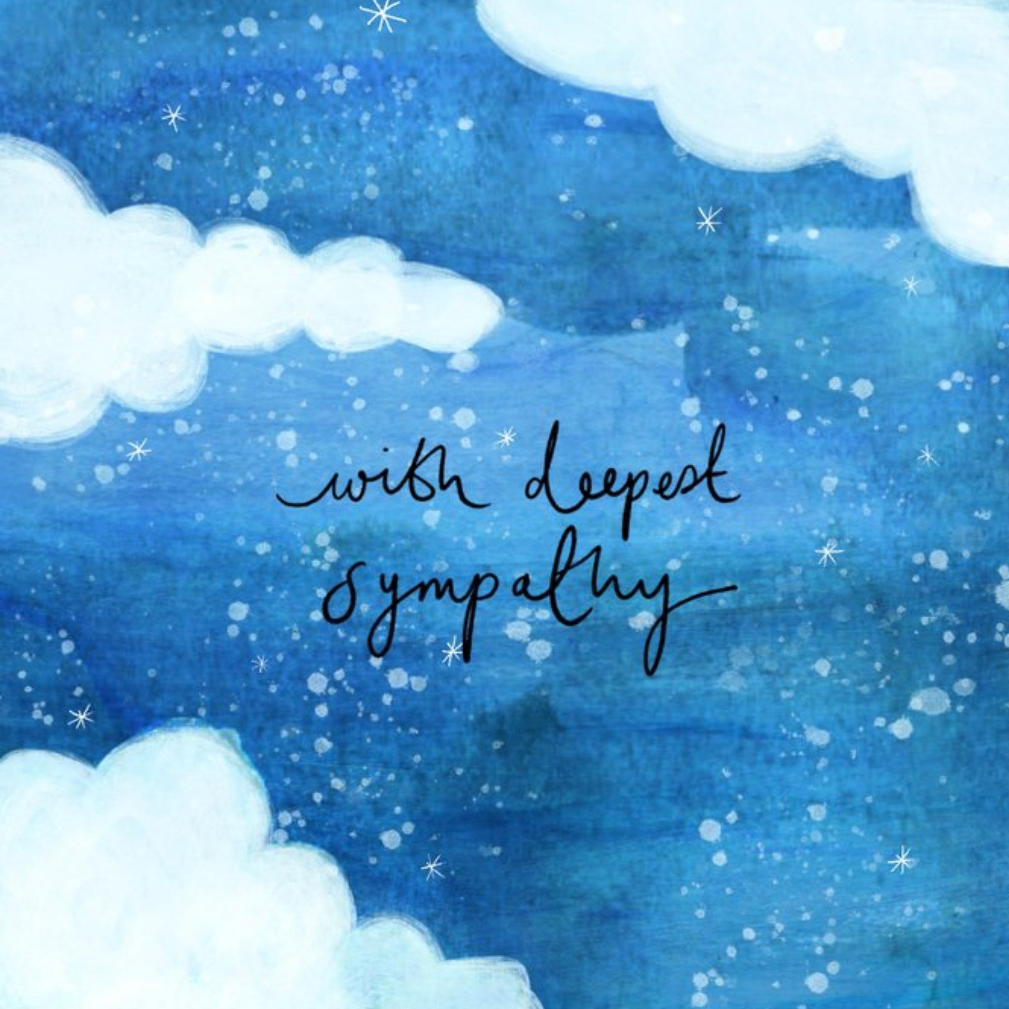 Illustrated Sky Clouds Deepest Sympathy Card, Square