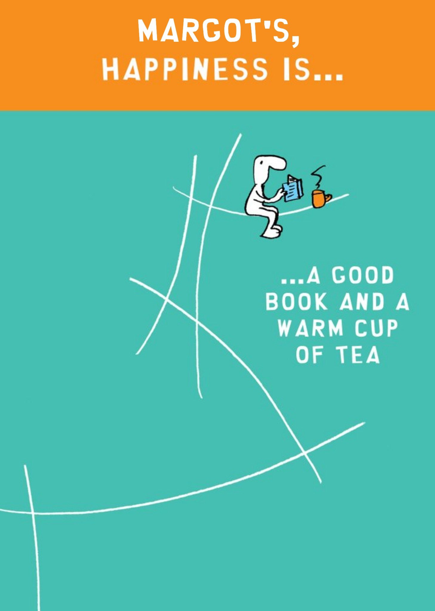 Illustration Of A Character Enjoying A Good Book And A Warm Cup Of Tea Birthday Card Ecard