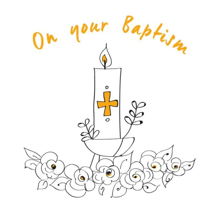 Davora Simple Illustrated Cross Candle Baptism Card