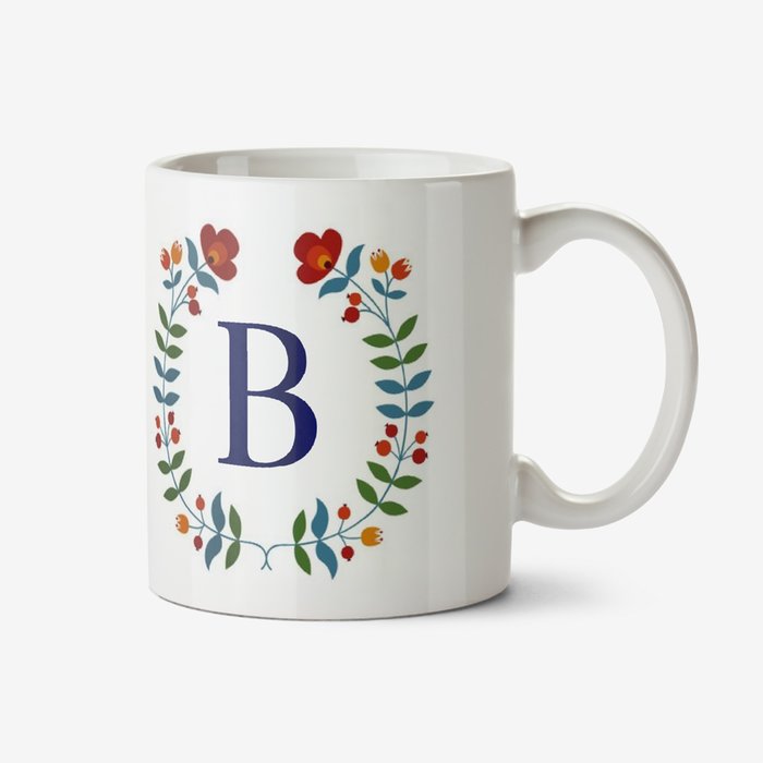 Birthday Mug - floral - monogrammed - initial