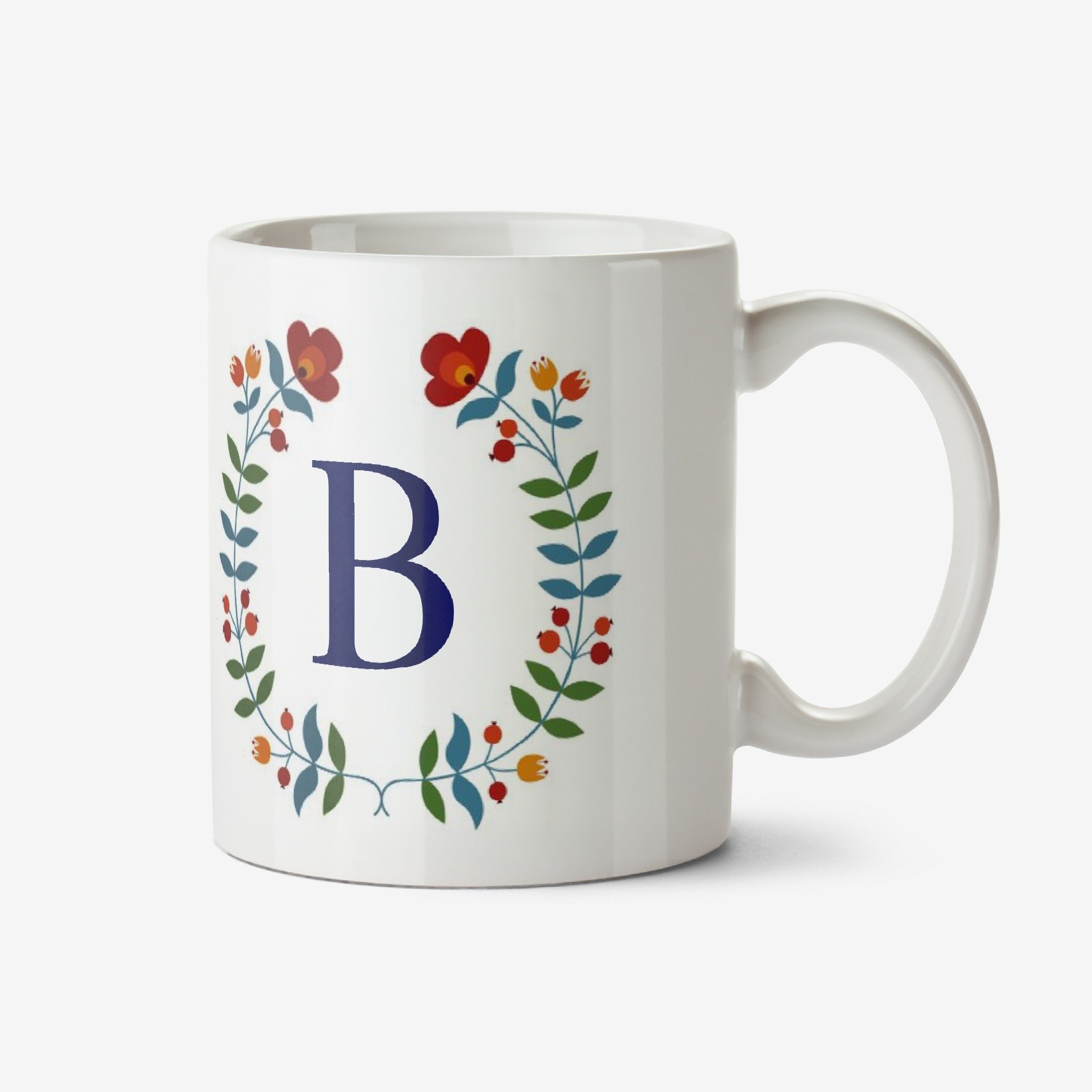 Birthday Mug - Floral - Monogrammed - Initial Ceramic Mug